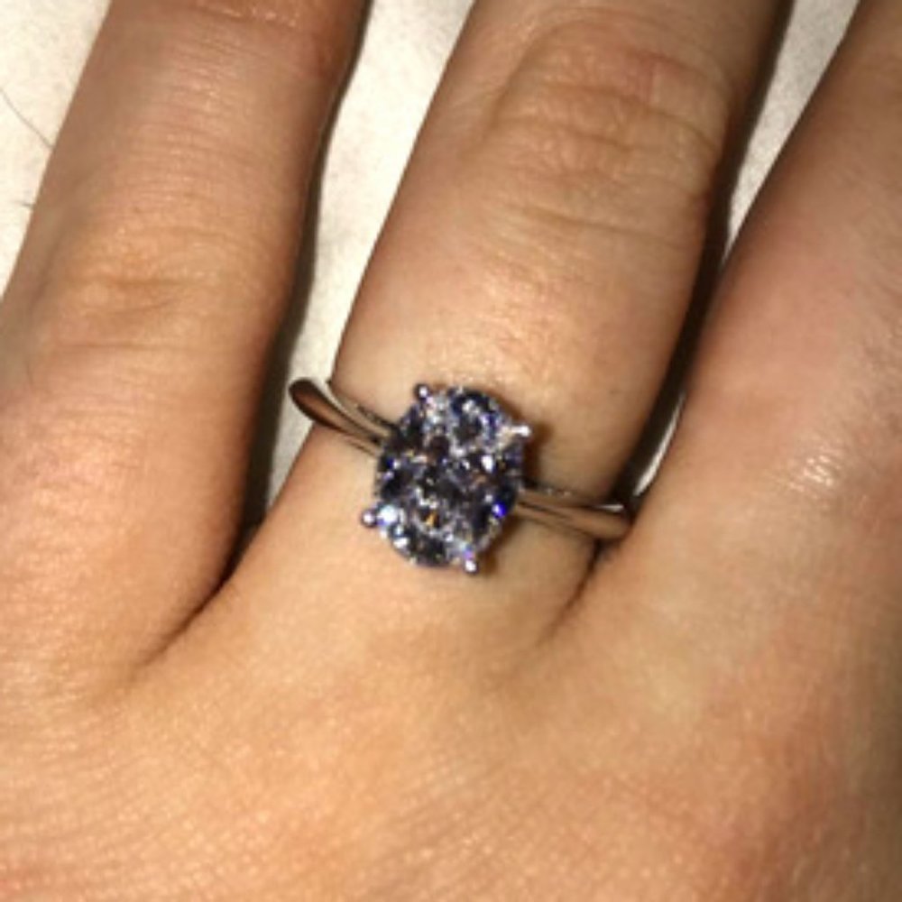 2 Carat Wedding Engagement Ring Women Solitaire Oval Sterling